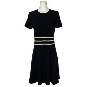 St. John Collection Sweater Dress 6 Wool Blend Striped Short Sleeve Knee Length
